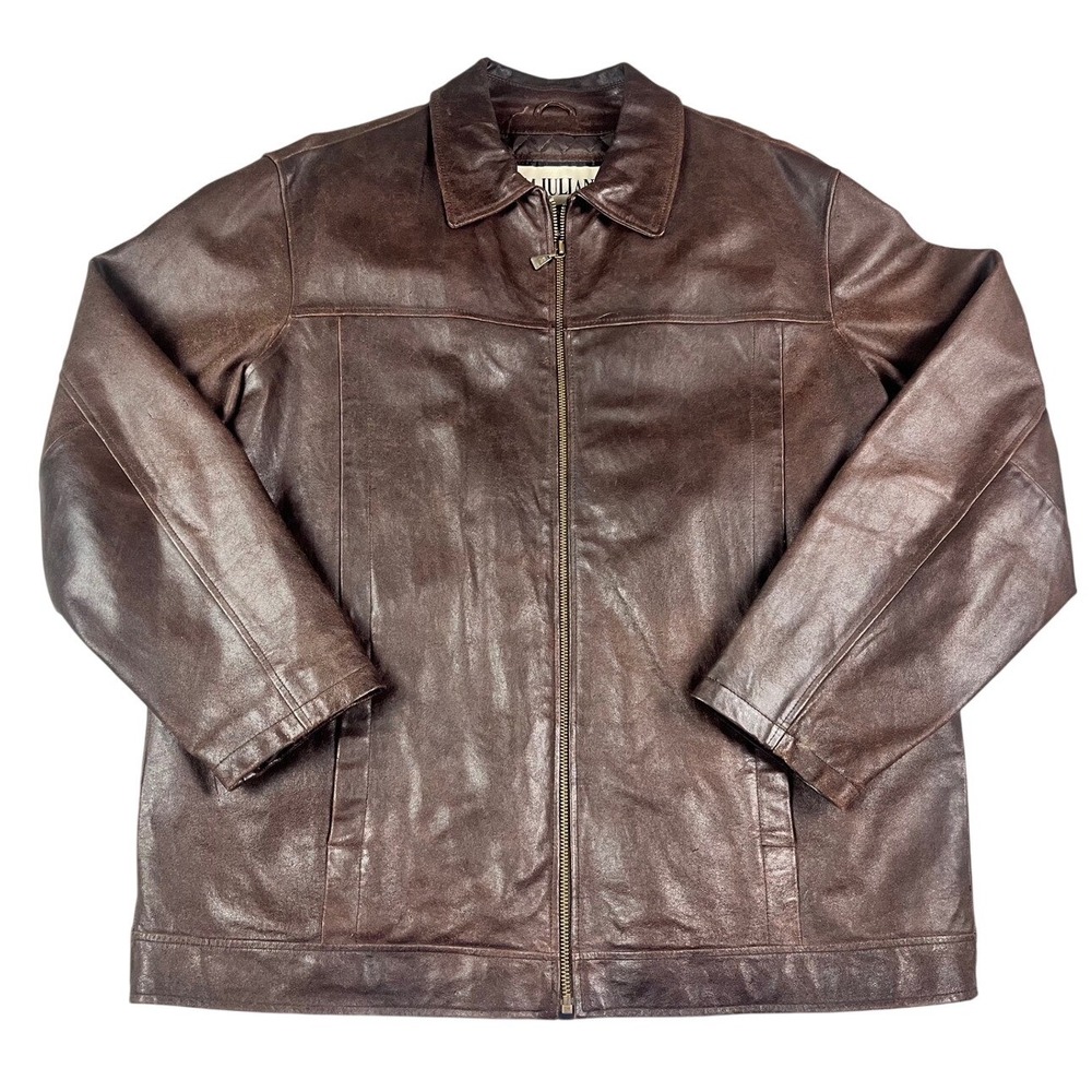 Vintage M.Julian Wilsons Mens XL Brown Leather Jacket Distressed Motorcycle